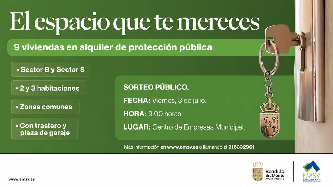 La EMSV sortea el 3 de julio nueve viviendas protegidas en alquiler