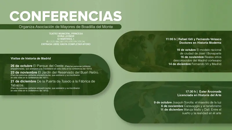 Los mayores de Boadilla organizan un ciclo de historia y arte