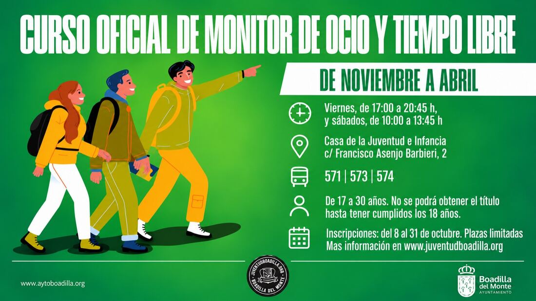Boadilla abre la inscripción para el curso de Monitor de Tiempo Libre